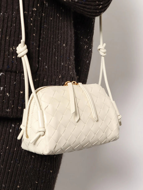 Bottega Veneta Concert Pouch leather crossbody bag with Intrecciato motif - Sea Salt-Gold