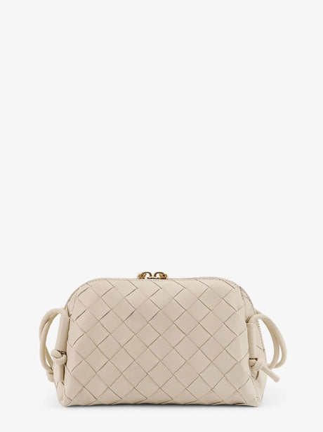 Bottega Veneta Concert Pouch leather crossbody bag with Intrecciato motif - Sea Salt-Gold