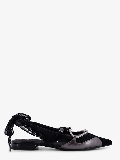 Pinko Gianira leather ballerinas with suede inserts - Nero
