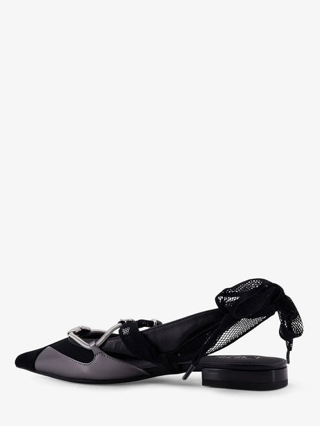 Pinko Gianira leather ballerinas with suede inserts - Nero