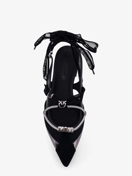Pinko Gianira leather ballerinas with suede inserts - Nero