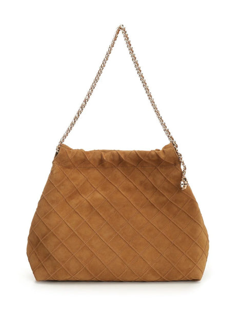 Tory Burch Fleming Suede Hobo Bag - Brown