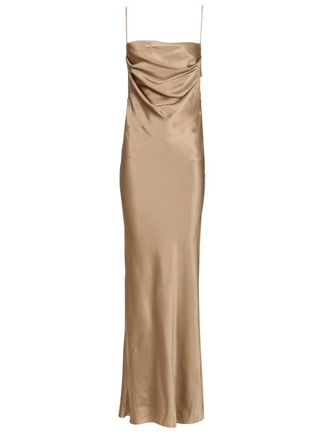 Saint Laurent Long Silk Satin Dress - Beige