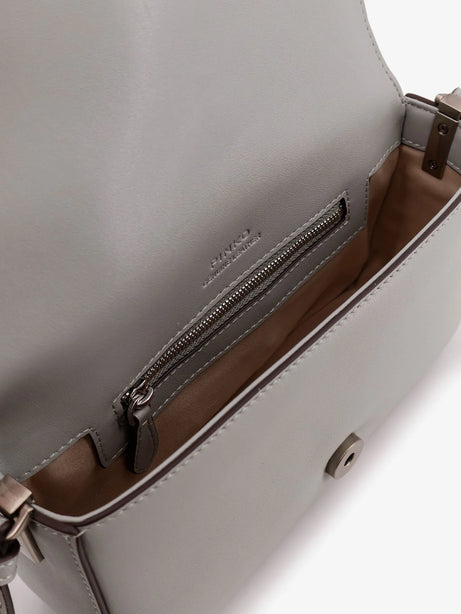 Pinko Mini Love Bag leather crossbody bag - Grigio