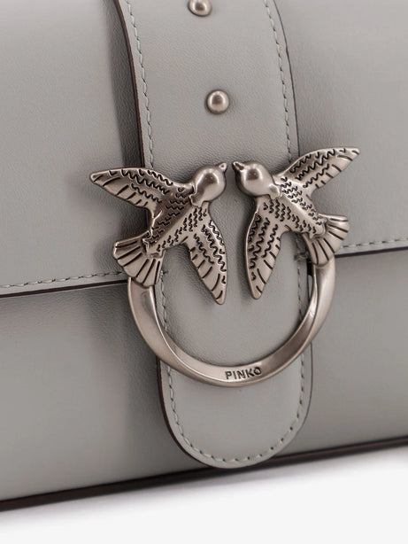 Pinko Mini Love Bag leather crossbody bag - Grigio