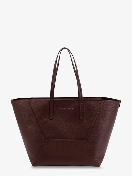 Brunello Cucinelli BC Duo hammered leather shoulder bag - Burgundy