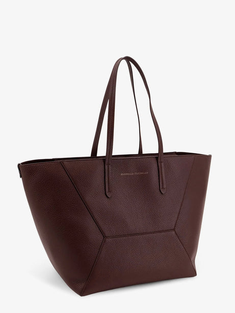 Brunello Cucinelli BC Duo hammered leather shoulder bag - Burgundy