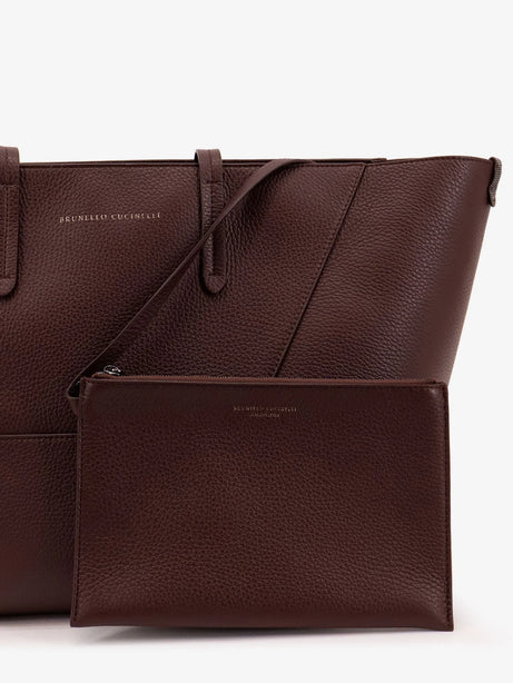 Brunello Cucinelli BC Duo hammered leather shoulder bag - Burgundy