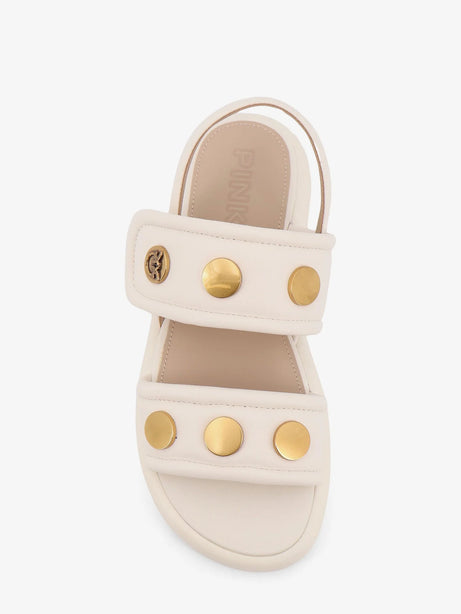 Pinko Fiona low leather sandals - Bianco