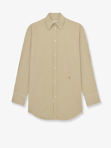 Saint Laurent Striped cotton shirt - Kaki/Blanc