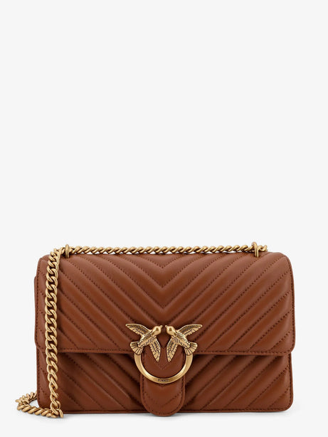 Pinko Love Bag One quilted leather crossbody bag - Marrone