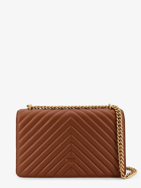 Pinko Love Bag One quilted leather crossbody bag - Marrone