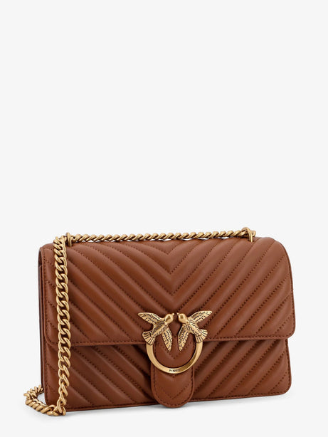 Pinko Love Bag One quilted leather crossbody bag - Marrone