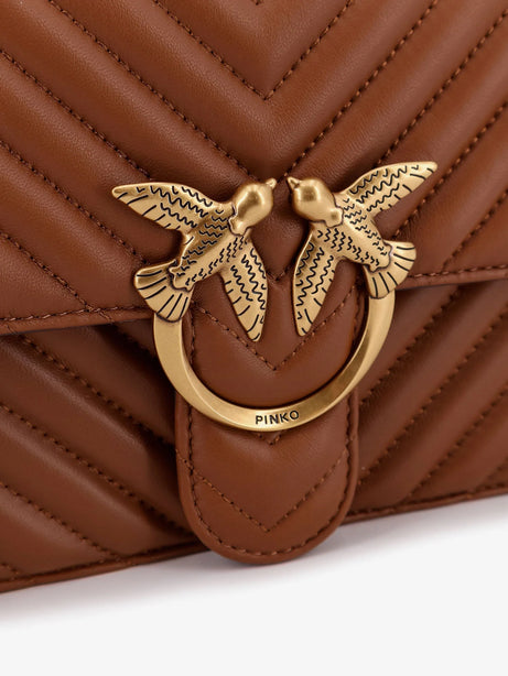 Pinko Love Bag One quilted leather crossbody bag - Marrone