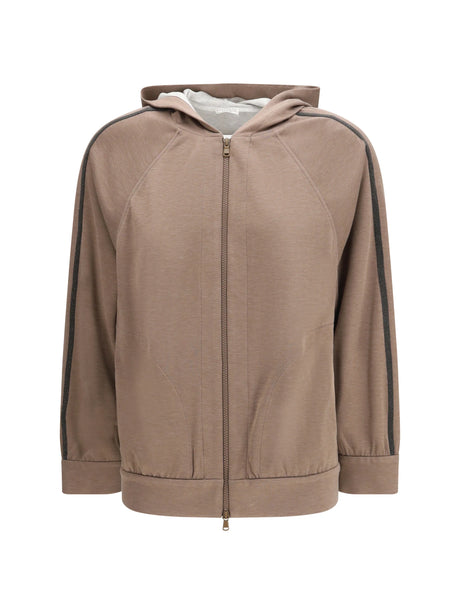 Brunello Cucinelli Cotton hooded Sweatshirt - Mauve/Pearl