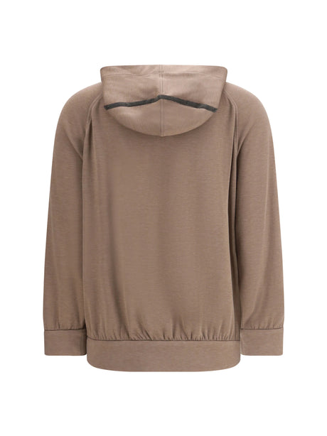 Brunello Cucinelli Cotton hooded Sweatshirt - Mauve/Pearl