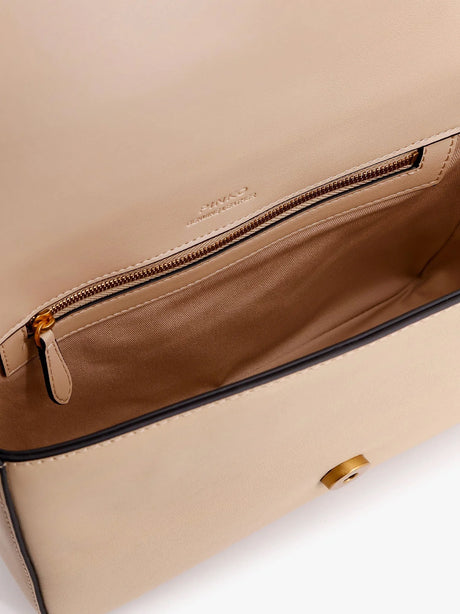 Pinko Love One Classic leather crossbody bag - Beige