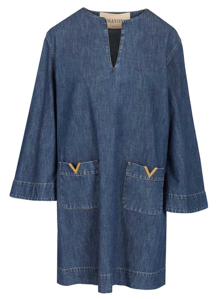 Valentino Garavani Chambray Denim Dress - Blue