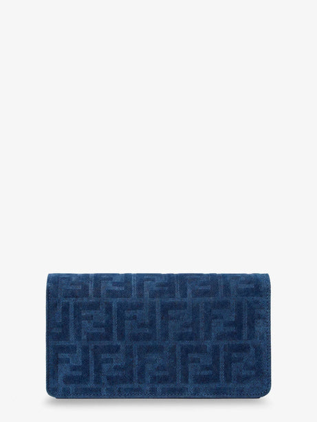 Fendi Wallet On Chain Baguette shoulder bag in denim-effect FF corduroy - Blu Abisso