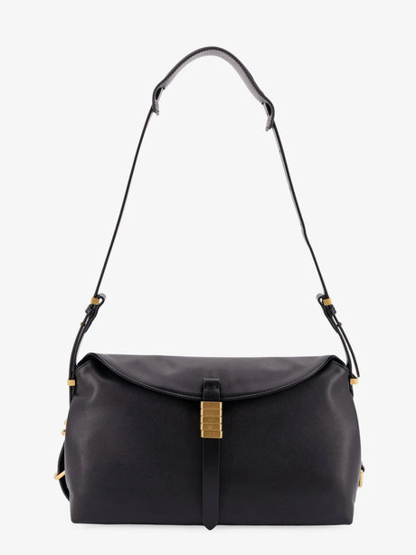 Pinko Leather shoulder bag with metal detail with engraved logo - Nero