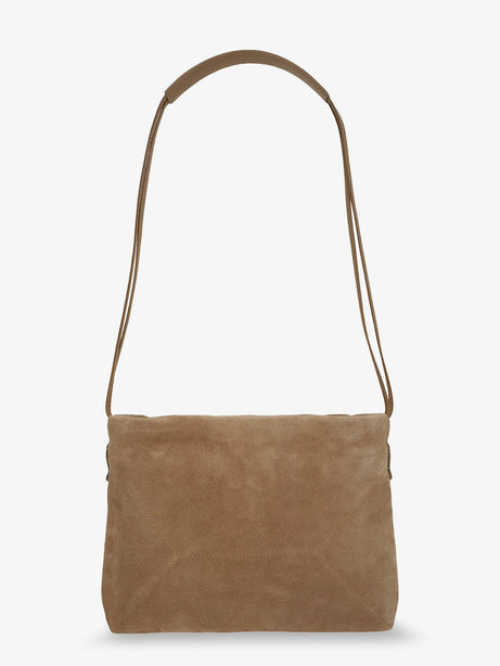 Brunello Cucinelli Suede shoulder bag with logo on the front - Beige
