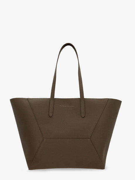 Brunello Cucinelli BC Duo hammered leather shoulder bag - Mud