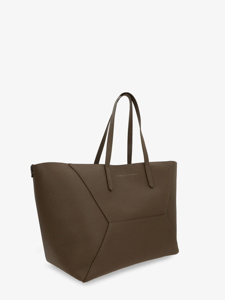 Brunello Cucinelli BC Duo hammered leather shoulder bag - Mud