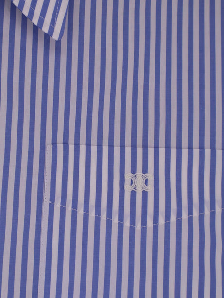 Celine Cropped striped cotton shirt - Craie/Bleu Ciel