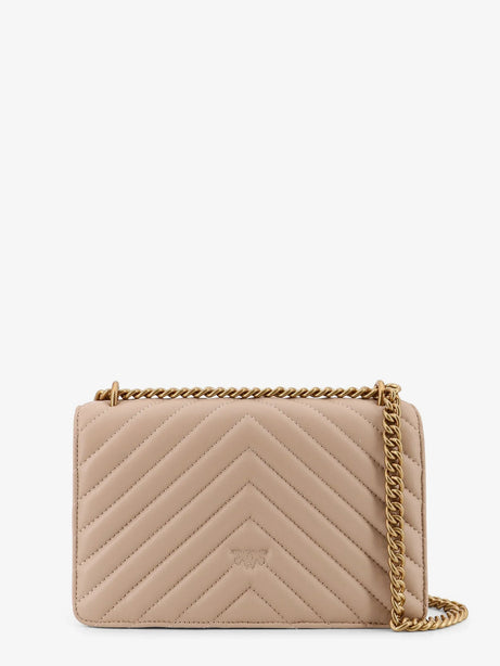 Pinko Love One Mini quilted leather shoulder bag - Beige