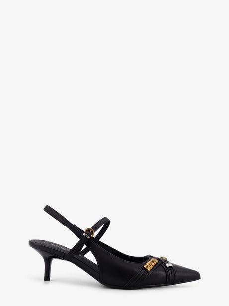 Pinko Gloria 18 leather pumps with metal lettering detail - Nero