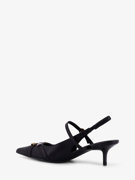 Pinko Gloria 18 leather pumps with metal lettering detail - Nero