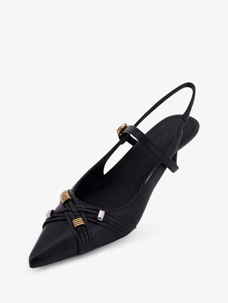 Pinko Gloria 18 leather pumps with metal lettering detail - Nero