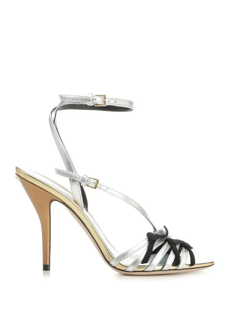 Valentino Garavani Nodine Sandal In Laminated Nappa Leather - Silver