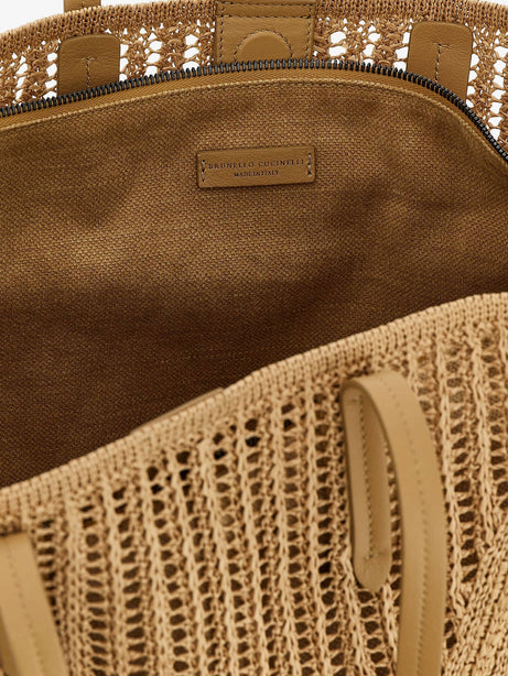 Brunello Cucinelli BC Duo raffia shoulder bag - Rope