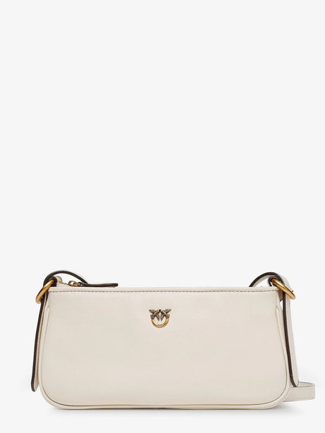 Pinko Mini Half Moon leather crossbody bag - Bianco