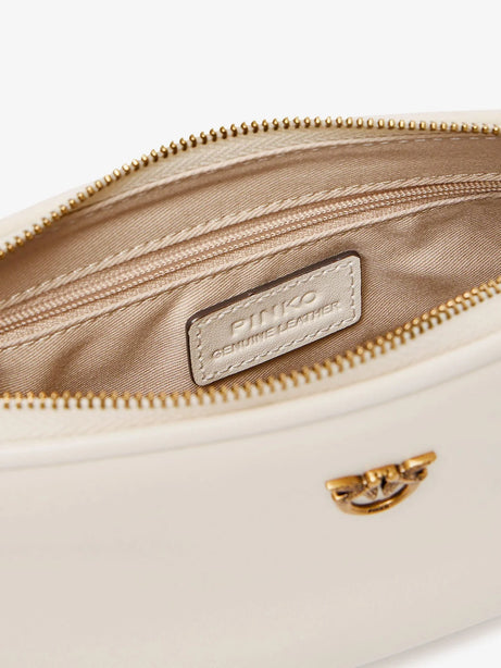 Pinko Mini Half Moon leather crossbody bag - Bianco