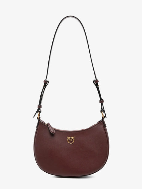 Pinko Half Moon Mini leather crossbody bag - Burgundywine