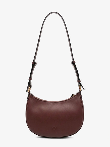 Pinko Half Moon Mini leather crossbody bag - Burgundywine