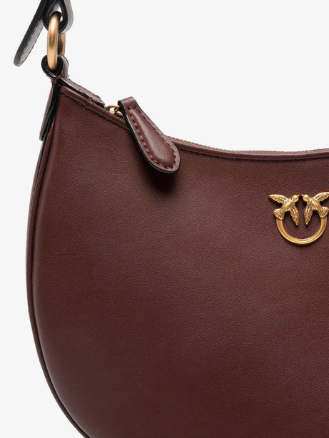 Pinko Half Moon Mini leather crossbody bag - Burgundywine