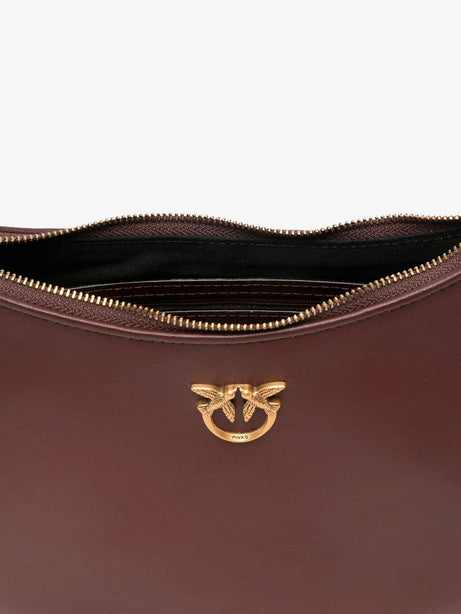 Pinko Half Moon Mini leather crossbody bag - Burgundywine
