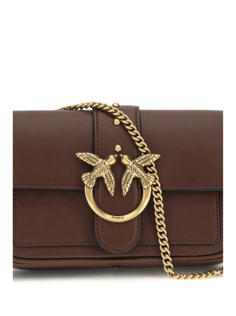 Pinko Love One Shoulder Bag - Burgundy Wine-Antique Gold