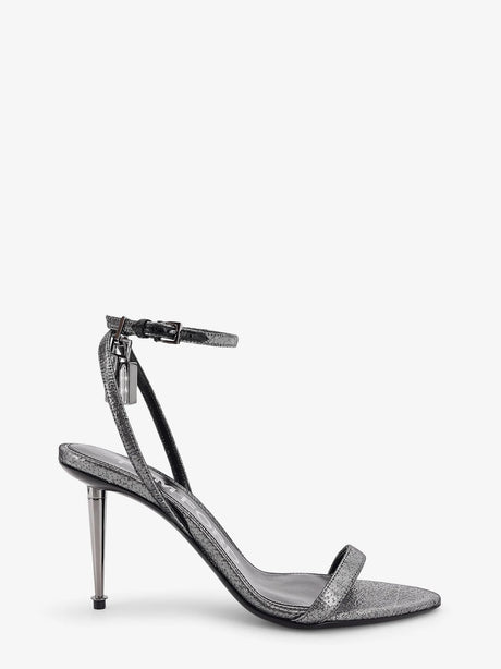 Tom Ford Laminated heeled sandals with laminated effect - Dark Silver
