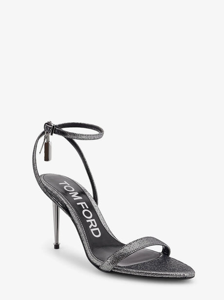 Tom Ford Laminated heeled sandals with laminated effect - Dark Silver