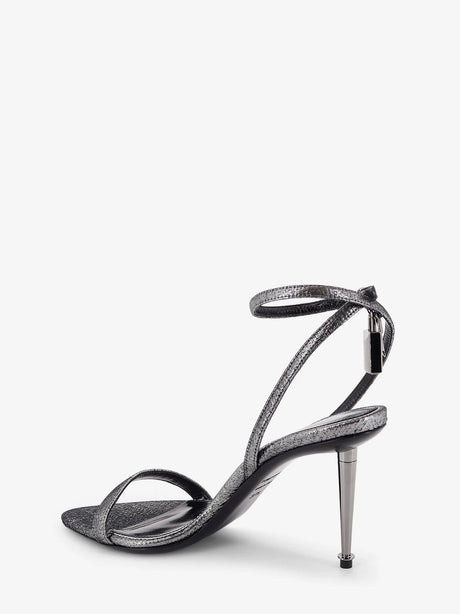 Tom Ford Laminated heeled sandals with laminated effect - Dark Silver