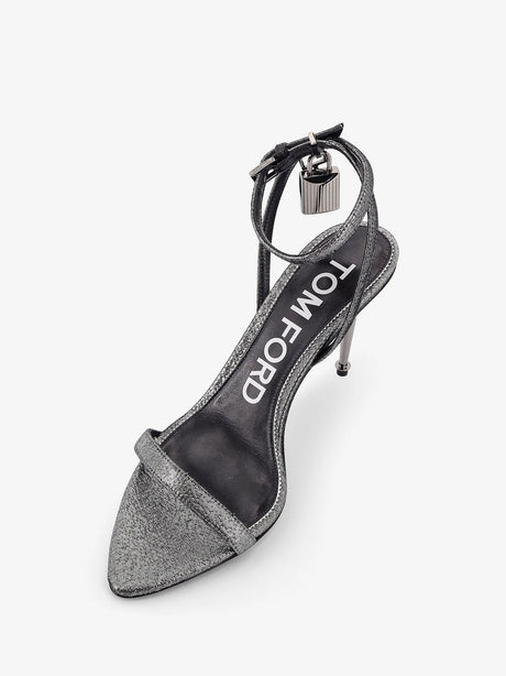 Tom Ford Laminated heeled sandals with laminated effect - Dark Silver
