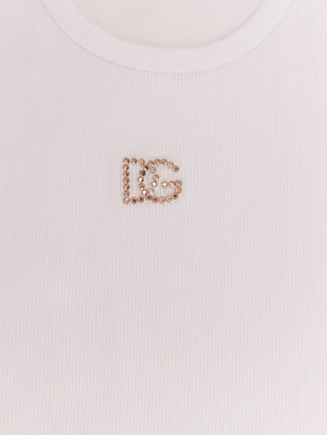 Dolce & Gabbana Ribbed cotton top - Bianco Ottico