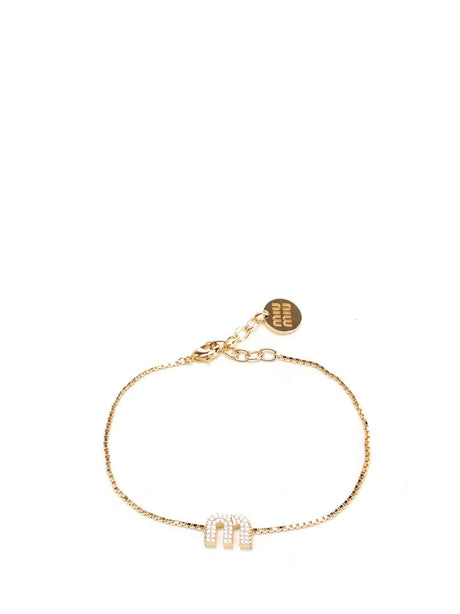 Miu Miu Bracelet With Logo - Gold