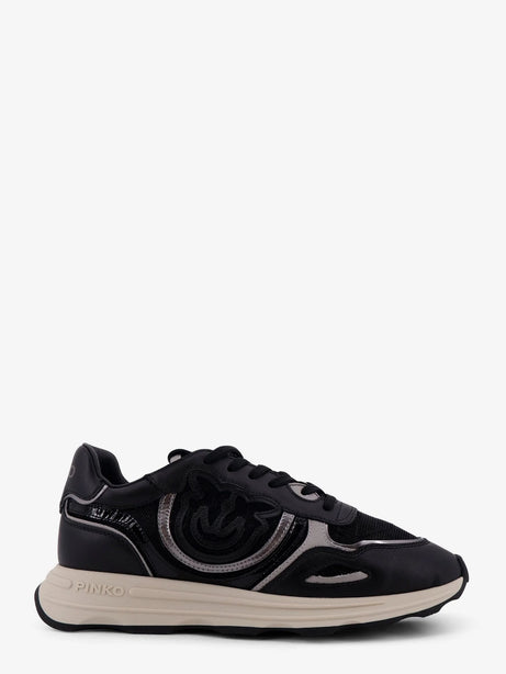 Pinko Zoe leather sneakers with mesh inserts - Nero