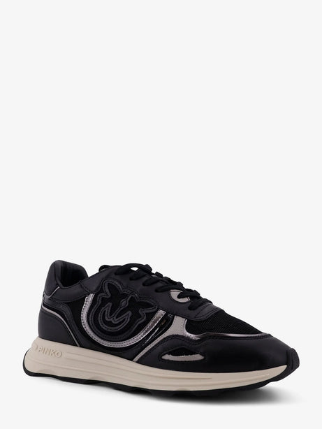 Pinko Zoe leather sneakers with mesh inserts - Nero