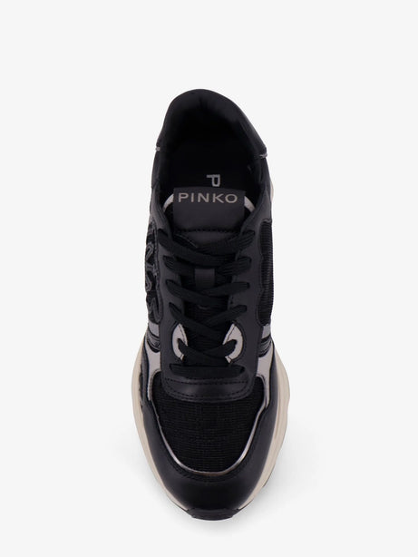 Pinko Zoe leather sneakers with mesh inserts - Nero